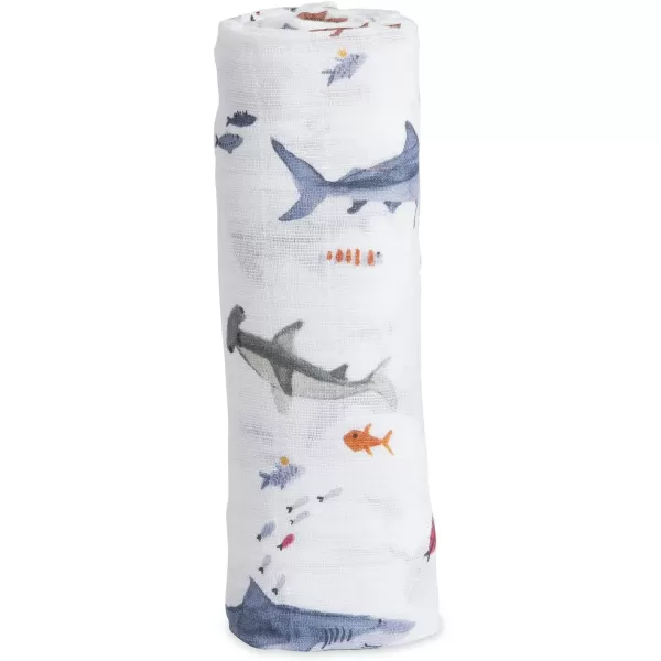 imageLittle Unicorn  Charcoal Hedgehog Cotton Muslin Swaddle Blanket Set  Set of 2  100 Cotton  Super Soft  Newborns and Infants  Large 47 x 47  Machine WashableShark Set of 1