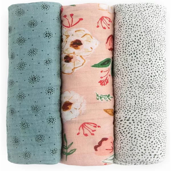 imageLittle Unicorn  Charcoal Hedgehog Cotton Muslin Swaddle Blanket Set  Set of 2  100 Cotton  Super Soft  Newborns and Infants  Large 47 x 47  Machine WashableVintage Floral Set of 3