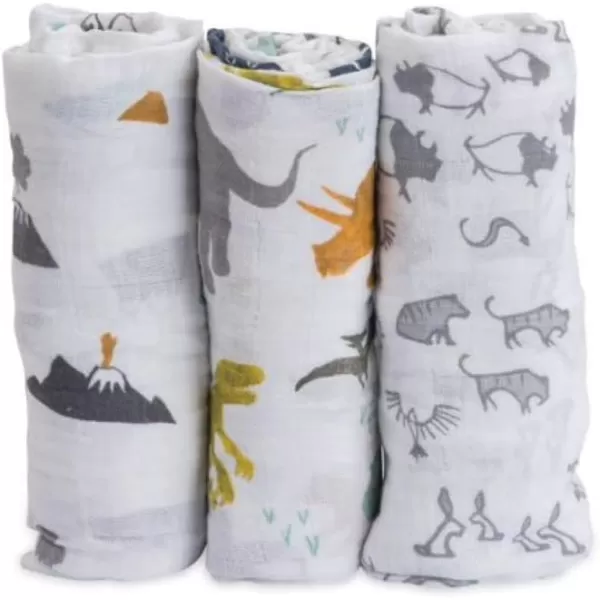 imageLittle Unicorn  Charcoal Hedgehog Cotton Muslin Swaddle Blanket Set  Set of 2  100 Cotton  Super Soft  Newborns and Infants  Large 47 x 47  Machine WashableDino Friends Set of 3