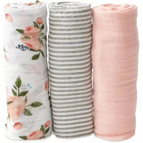 imageLittle Unicorn  Charcoal Hedgehog Cotton Muslin Swaddle Blanket Set  Set of 2  100 Cotton  Super Soft  Newborns and Infants  Large 47 x 47  Machine WashableWatercolor Roses Set of 3