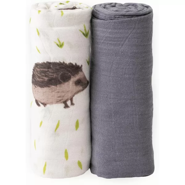 imageLittle Unicorn  Charcoal Hedgehog Cotton Muslin Swaddle Blanket Set  Set of 2  100 Cotton  Super Soft  Newborns and Infants  Large 47 x 47  Machine WashableCharcoal Hedgehog Set of 2