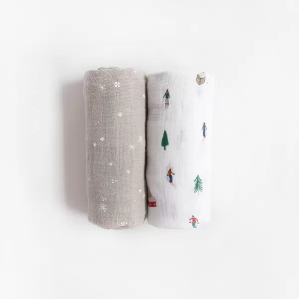 imageLittle Unicorn  Charcoal Hedgehog Cotton Muslin Swaddle Blanket Set  Set of 2  100 Cotton  Super Soft  Newborns and Infants  Large 47 x 47  Machine WashablePowder Party Set of 2