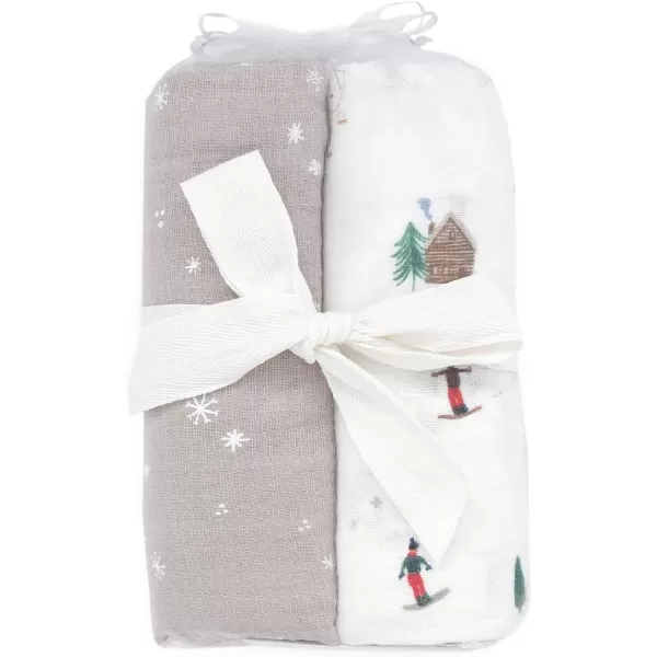 imageLittle Unicorn  Charcoal Hedgehog Cotton Muslin Swaddle Blanket Set  Set of 2  100 Cotton  Super Soft  Newborns and Infants  Large 47 x 47  Machine WashablePowder Party Set of 2