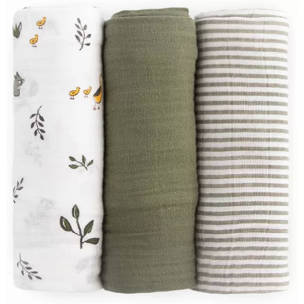imageLittle Unicorn  Charcoal Hedgehog Cotton Muslin Swaddle Blanket Set  Set of 2  100 Cotton  Super Soft  Newborns and Infants  Large 47 x 47  Machine WashableForest Friends 2 Set of 3