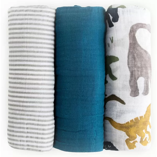 imageLittle Unicorn  Charcoal Hedgehog Cotton Muslin Swaddle Blanket Set  Set of 2  100 Cotton  Super Soft  Newborns and Infants  Large 47 x 47  Machine WashableDino Friends 2 Set of 3