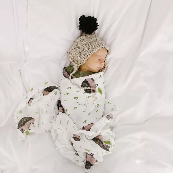 imageLittle Unicorn  Charcoal Hedgehog Cotton Muslin Swaddle Blanket Set  Set of 2  100 Cotton  Super Soft  Newborns and Infants  Large 47 x 47  Machine WashableCharcoal Hedgehog Set of 2