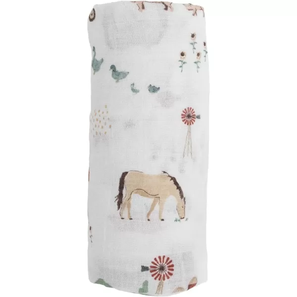 imageLittle Unicorn  Charcoal Hedgehog Cotton Muslin Swaddle Blanket Set  Set of 2  100 Cotton  Super Soft  Newborns and Infants  Large 47 x 47  Machine WashableFarmyard Set of 1