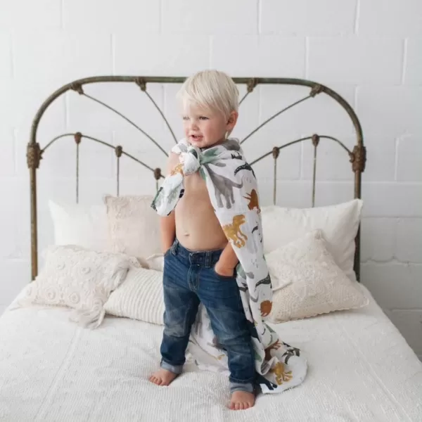 imageLittle Unicorn  Charcoal Hedgehog Cotton Muslin Swaddle Blanket Set  Set of 2  100 Cotton  Super Soft  Newborns and Infants  Large 47 x 47  Machine WashableDino Friends Set of 3