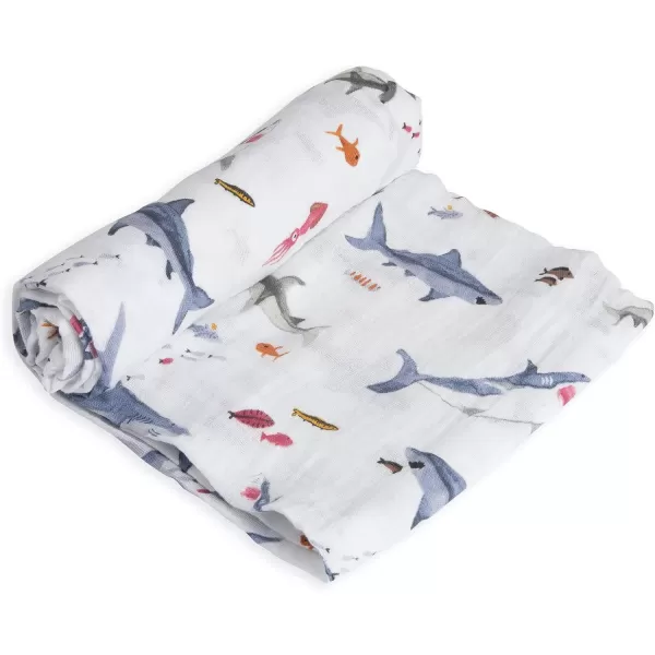 imageLittle Unicorn  Charcoal Hedgehog Cotton Muslin Swaddle Blanket Set  Set of 2  100 Cotton  Super Soft  Newborns and Infants  Large 47 x 47  Machine WashableShark Set of 1