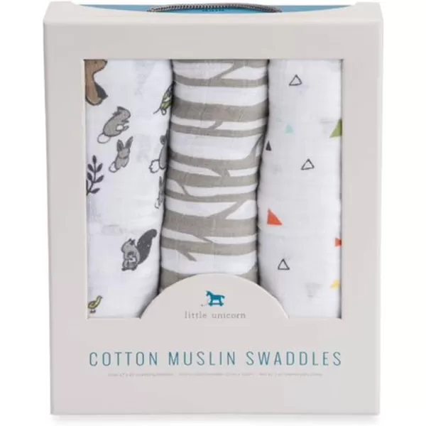 imageLittle Unicorn  Charcoal Hedgehog Cotton Muslin Swaddle Blanket Set  Set of 2  100 Cotton  Super Soft  Newborns and Infants  Large 47 x 47  Machine WashableForest Friends Set of 3