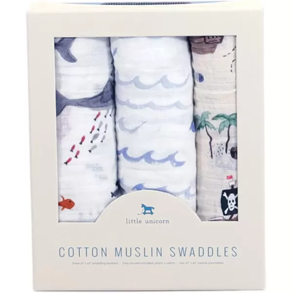 imageLittle Unicorn  Charcoal Hedgehog Cotton Muslin Swaddle Blanket Set  Set of 2  100 Cotton  Super Soft  Newborns and Infants  Large 47 x 47  Machine WashableShark 2 Set of 3