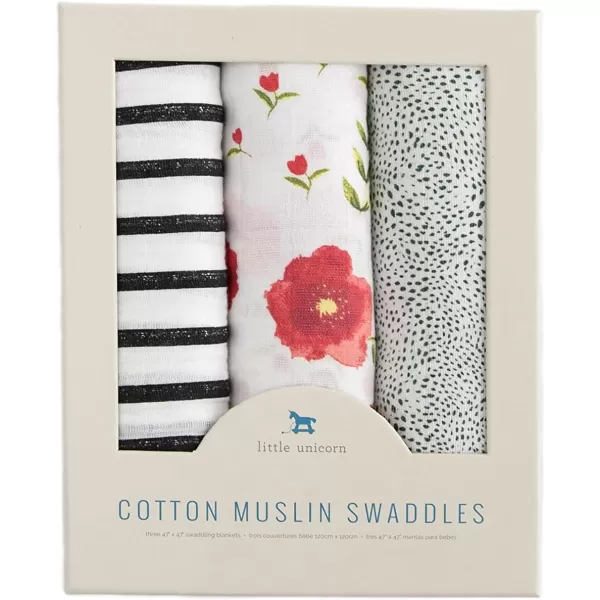 imageLittle Unicorn  Charcoal Hedgehog Cotton Muslin Swaddle Blanket Set  Set of 2  100 Cotton  Super Soft  Newborns and Infants  Large 47 x 47  Machine WashablePressed Petal Set Set of 3