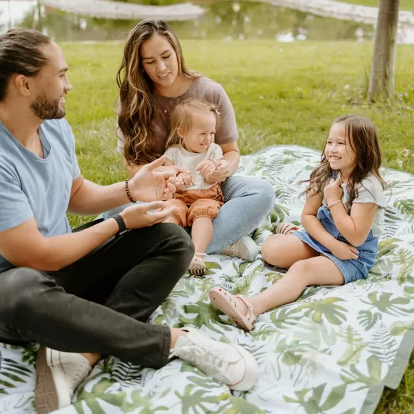 imageLittle Unicorn  Midnight Poppy IndoorOutdoor Blanket  100 Polyester  Water Resistant  Simple Clean  Wipeable Material  Easy to Carry  Babies and Toddlers  Machine Washable  5 x 105 x 5 Tropical Leaf