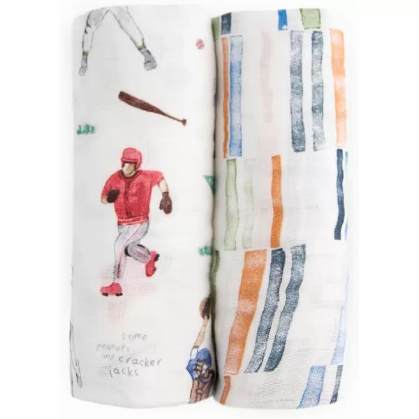 imageLittle Unicorn  Safari Social Deluxe Swaddle Set  Set of 2  100 Rayon Muslin from Bamboo  Super Soft  Newborns and Infants  Large 47 x 47  Machine WashableHome Run Set of 2
