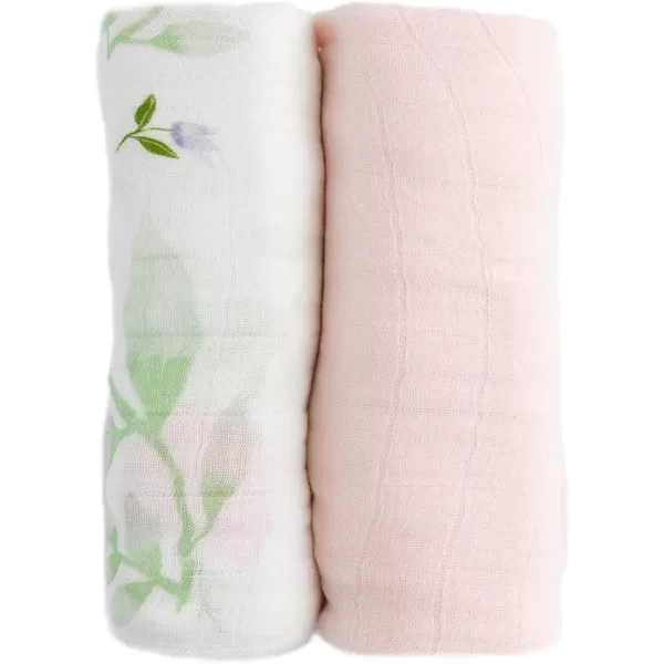 imageLittle Unicorn  Safari Social Deluxe Swaddle Set  Set of 2  100 Rayon Muslin from Bamboo  Super Soft  Newborns and Infants  Large 47 x 47  Machine WashableBlush Peony Set of 2