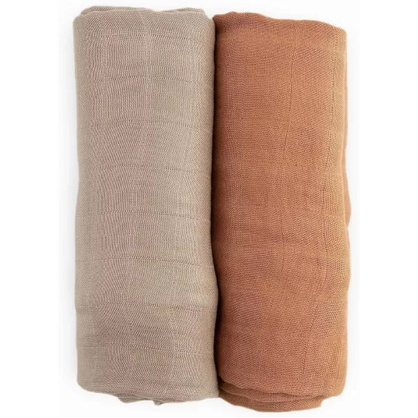 imageLittle Unicorn  Safari Social Deluxe Swaddle Set  Set of 2  100 Rayon Muslin from Bamboo  Super Soft  Newborns and Infants  Large 47 x 47  Machine WashableCaramel Set of 2