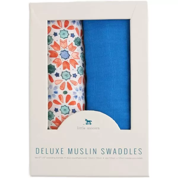 imageLittle Unicorn  Safari Social Deluxe Swaddle Set  Set of 2  100 Rayon Muslin from Bamboo  Super Soft  Newborns and Infants  Large 47 x 47  Machine WashableKaleidoscope Set of 2