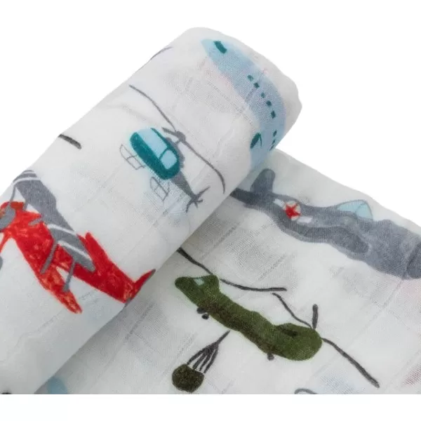 imageLittle Unicorn  Safari Social Deluxe Swaddle Set  Set of 2  100 Rayon Muslin from Bamboo  Super Soft  Newborns and Infants  Large 47 x 47  Machine WashableAir Show Single