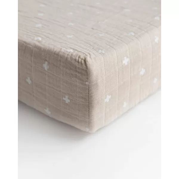 imageLittle Unicorn  Tropical Leaf Changing Pad Cover  100 Cotton Muslin  Super Soft  Baby Diaper Changing  Machine Washable  16 x 32Taupe Cross