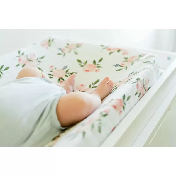 imageLittle Unicorn  Tropical Leaf Changing Pad Cover  100 Cotton Muslin  Super Soft  Baby Diaper Changing  Machine Washable  16 x 32Watercolor Rose