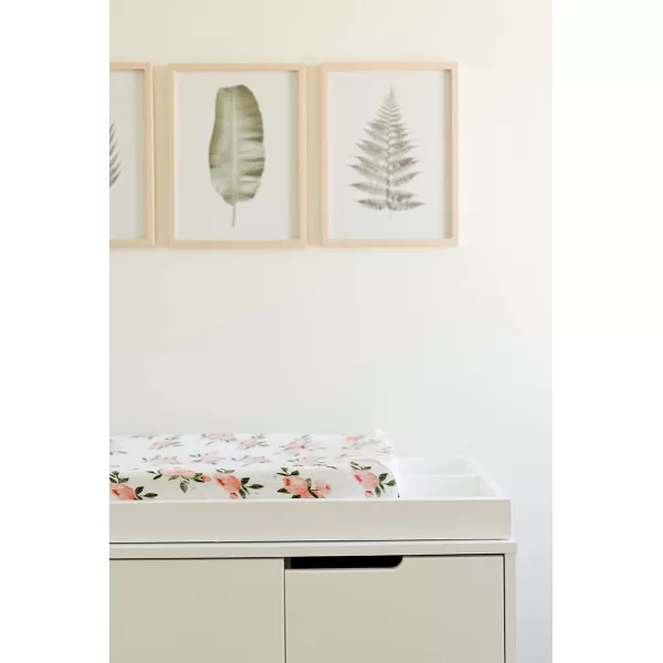 imageLittle Unicorn  Tropical Leaf Changing Pad Cover  100 Cotton Muslin  Super Soft  Baby Diaper Changing  Machine Washable  16 x 32Watercolor Rose