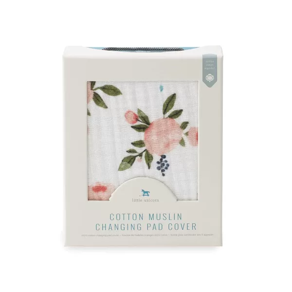 imageLittle Unicorn  Tropical Leaf Changing Pad Cover  100 Cotton Muslin  Super Soft  Baby Diaper Changing  Machine Washable  16 x 32Watercolor Rose