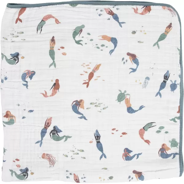 imageLittle Unicorn  Watercolor Roses Cotton Muslin Quilt Blanket  100 Cotton  Super Soft  Babies and Toddlers  Large 47 x 47  Machine Washable47x47 Mermaids