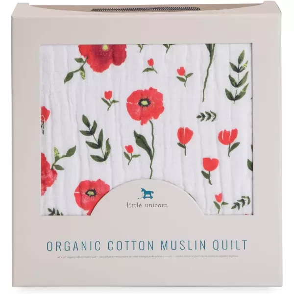 imageLittle Unicorn  Watercolor Roses Cotton Muslin Quilt Blanket  100 Cotton  Super Soft  Babies and Toddlers  Large 47 x 47  Machine Washable60 x 72 Summer Poppy