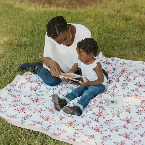 imageLittle Unicorn  Watercolor Roses Cotton Muslin Quilt Blanket  100 Cotton  Super Soft  Babies and Toddlers  Large 47 x 47  Machine Washable60 x 72 Watercolor Roses