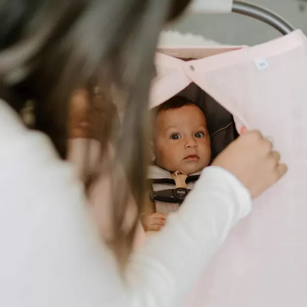 imageLittle Unicorn 100 Cotton Muslin Car Seat Canopy  Super Soft Lightweight Cover with Window  Breathable  Magnetic Closure  Baby and Infant  Machine Washable  Shower Gift  Dino FriendsRose Petal