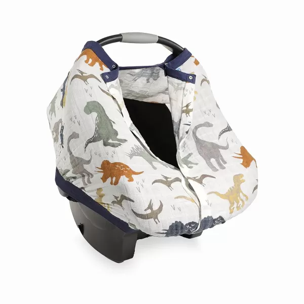 imageLittle Unicorn 100 Cotton Muslin Car Seat Canopy  Super Soft Lightweight Cover with Window  Breathable  Magnetic Closure  Baby and Infant  Machine Washable  Shower Gift  Dino FriendsDino Friends