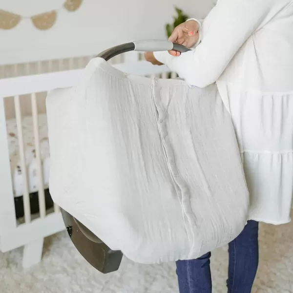 imageLittle Unicorn 100 Cotton Muslin Car Seat Canopy  Super Soft Lightweight Cover with Window  Breathable  Magnetic Closure  Baby and Infant  Machine Washable  Shower Gift  Dino FriendsPorpoise
