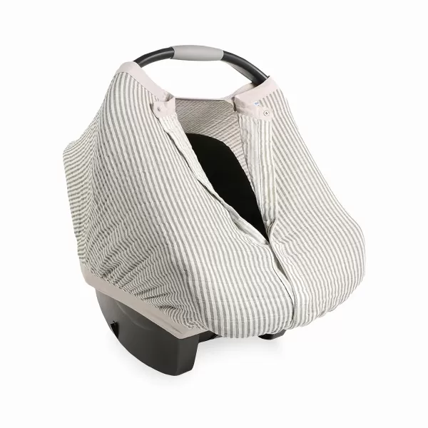 imageLittle Unicorn 100 Cotton Muslin Car Seat Canopy  Super Soft Lightweight Cover with Window  Breathable  Magnetic Closure  Baby and Infant  Machine Washable  Shower Gift  Dino FriendsGrey Stripe