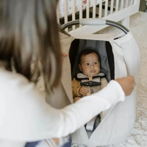 imageLittle Unicorn 100 Cotton Muslin Car Seat Canopy  Super Soft Lightweight Cover with Window  Breathable  Magnetic Closure  Baby and Infant  Machine Washable  Shower Gift  Dino FriendsPorpoise