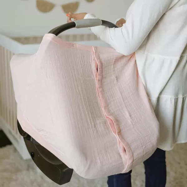 imageLittle Unicorn 100 Cotton Muslin Car Seat Canopy  Super Soft Lightweight Cover with Window  Breathable  Magnetic Closure  Baby and Infant  Machine Washable  Shower Gift  Dino FriendsRose Petal