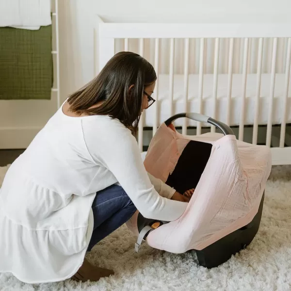 imageLittle Unicorn 100 Cotton Muslin Car Seat Canopy  Super Soft Lightweight Cover with Window  Breathable  Magnetic Closure  Baby and Infant  Machine Washable  Shower Gift  Dino FriendsRose Petal