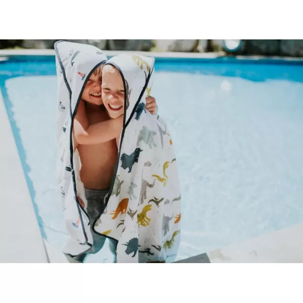 imageLittle Unicorn Cotton Hooded Towel amp Wash Cloth Set  100 Cotton  Machine Washable  Towel 30x 30 Washcloth 8x8  Playful Design  Infants to 3T  For Boys amp Girls  Summer Poppy Dino FriendsDino Friends