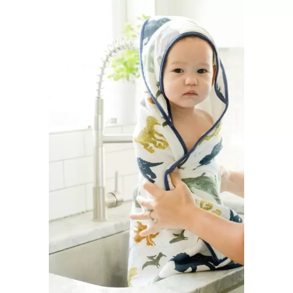 imageLittle Unicorn Cotton Hooded Towel amp Wash Cloth Set  100 Cotton  Machine Washable  Towel 30x 30 Washcloth 8x8  Playful Design  Infants to 3T  For Boys amp Girls  Summer Poppy Dino FriendsDino Friends