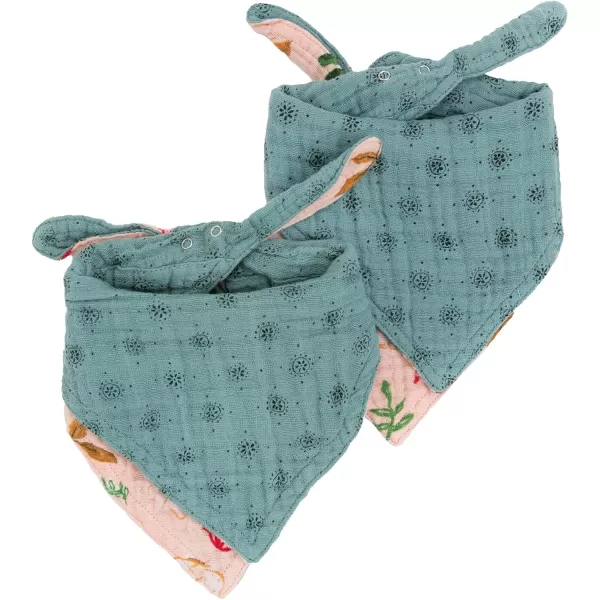 imageLittle Unicorn Cotton Muslin Reversible Bandana Bib 2 PackVintage Floral