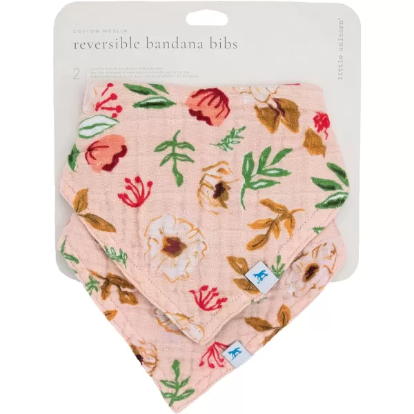 imageLittle Unicorn Cotton Muslin Reversible Bandana Bib 2 PackVintage Floral