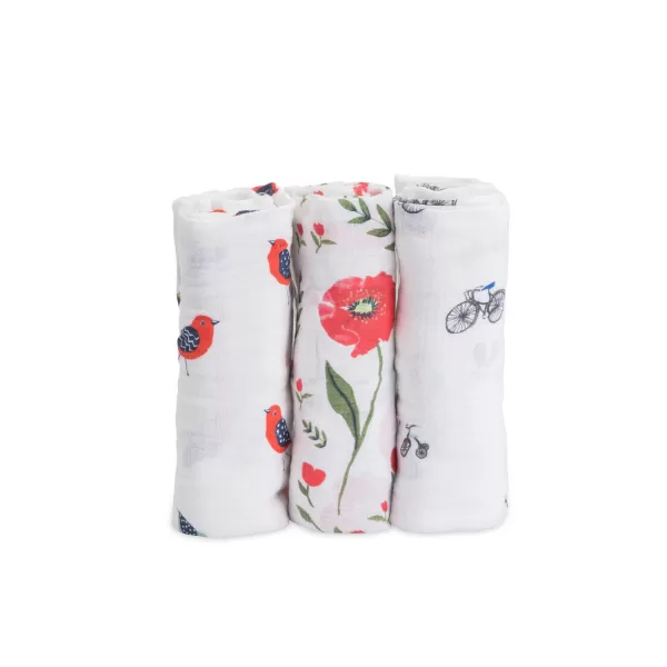 imageLittle Unicorn Cotton Muslin Swaddle  Summer Poppy Set  3 PkSummer Poppy