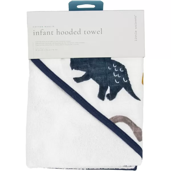 imageLittle Unicorn Cotton Muslin amp Terry Infant Hooded Bath Towel  100 Cotton Muslin amp Terry  Extra Soft and Absorbent  Newborn Baby  Unisex  30 x 30  Dino FriendsDino Friends