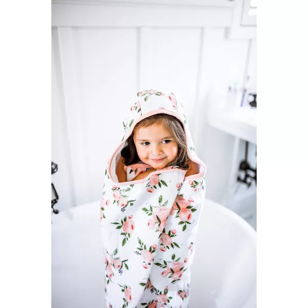 imageLittle Unicorn Large Cotton Hooded Towel  100 Cotton  42 Tall x 47 Wide  Printed Pockets  Absorbent amp Plush Feel  for 25 Year Olds  Machine Washable  Playful Designs  Unisex Grey StripeWatercolor Roses