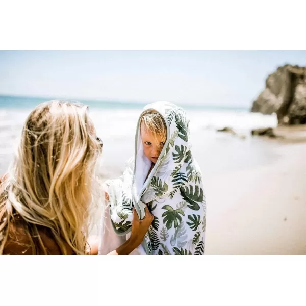 imageLittle Unicorn Large Cotton Hooded Towel  100 Cotton  42 Tall x 47 Wide  Printed Pockets  Absorbent amp Plush Feel  for 25 Year Olds  Machine Washable  Playful Designs  Unisex Grey StripeTropical Leaf