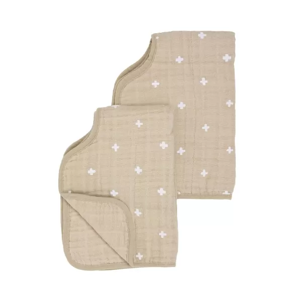 imageLittle Unicorn Single Cotton Muslin Burp Cloths  100 Cotton  MultiLayer  Ultra Absorbent amp Soft  Ergonomic Design  Burping Newborn Baby  Reversible  Large 21x14Taupe Cross 2 Pack