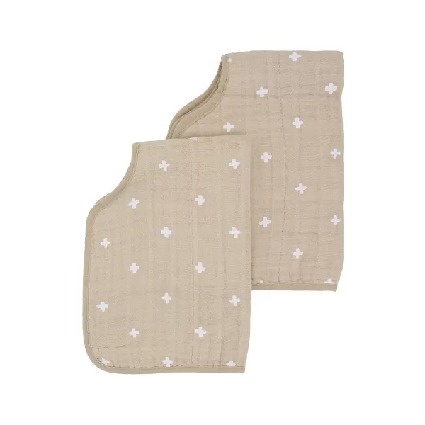 imageLittle Unicorn Single Cotton Muslin Burp Cloths  100 Cotton  MultiLayer  Ultra Absorbent amp Soft  Ergonomic Design  Burping Newborn Baby  Reversible  Large 21x14Taupe Cross 2 Pack