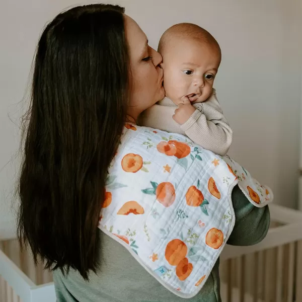 imageLittle Unicorn Single Cotton Muslin Burp Cloths  100 Cotton  MultiLayer  Ultra Absorbent amp Soft  Ergonomic Design  Burping Newborn Baby  Reversible  Large 21x14Georgia Peach 2 Pack