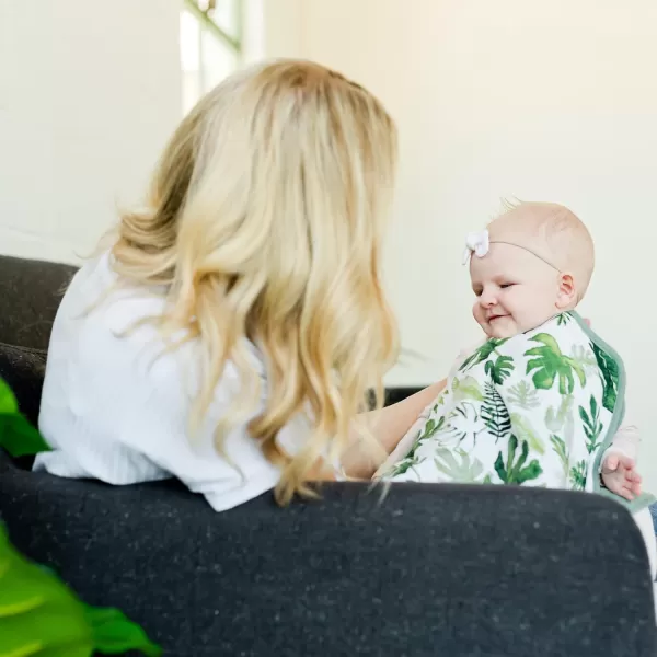 imageLittle Unicorn Single Cotton Muslin Burp Cloths  100 Cotton  MultiLayer  Ultra Absorbent amp Soft  Ergonomic Design  Burping Newborn Baby  Reversible  Large 21x14Tropical Leaf 2 Pack