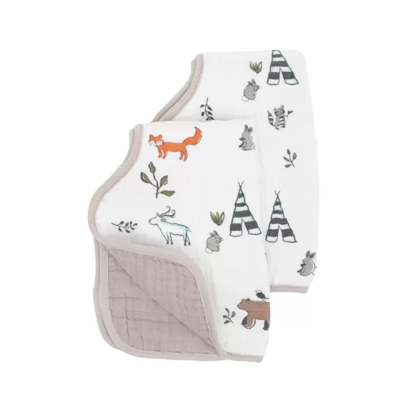 imageLittle Unicorn Single Cotton Muslin Burp Cloths  100 Cotton  MultiLayer  Ultra Absorbent amp Soft  Ergonomic Design  Burping Newborn Baby  Reversible  Large 21x14Forest Friends 2 Pack