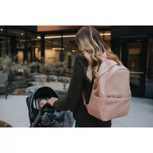 imageLittle Unicorn Skyline Backpack  Diaper Work Travel Bag with Changing Pad  Premium Vegan Leather  Lightweight amp Durable Design  5 Interior Pockets  Easily Wipes Clean Grey UmberBlush